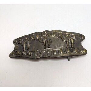 Vintage 1970s Belt Buckle THREE CAMELS Ornamental Fashion Silver Tone 5.5"